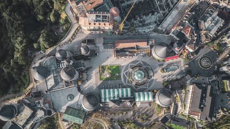 Bana Hills and Golden Bridge from above, french village Sun World in Da Nang, Central Vietnam