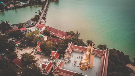 Big Buddha aerial view in Koh Samui Thailandの写真素材
