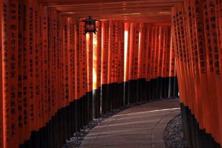 Fushimi Inari taisha thousand shrines in Kyoto Japanの写真素材
