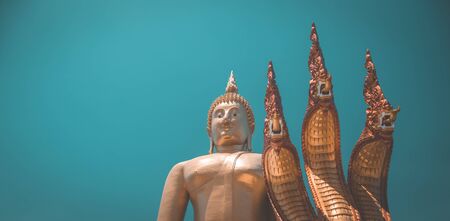 Wat Muang aerial view, biggest buddha statue in Thailandの写真素材