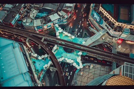 MBK Skywalk view from above in Bangkok Thailandの写真素材