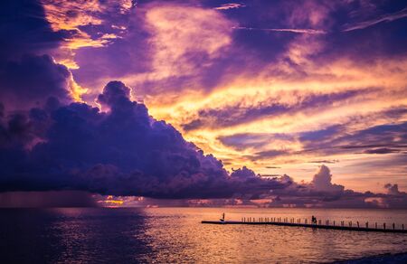 Khao Lak beach resort views at sunset, in Thailand