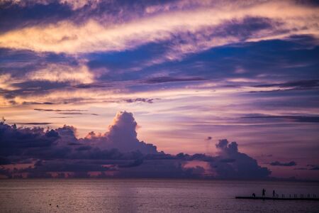 Khao Lak beach resort views at sunset, in Thailandの写真素材