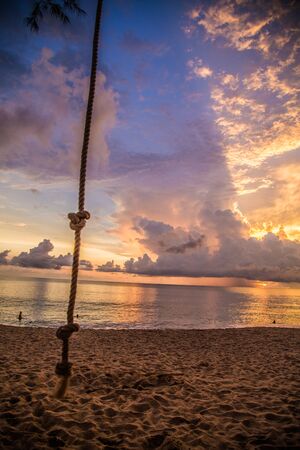 Khao Lak beach resort views at sunset, in Thailandの写真素材