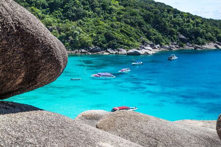 Similan island views from the beach and above, in Thailandの写真素材