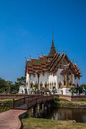 Temples in Ancient City Muang Boran in Bangkok Thailandの写真素材