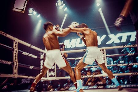 Muay thai fighting in Bangkok in Thailandの写真素材