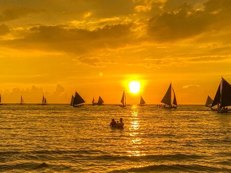 Sunset at Boracay beach in Philippines