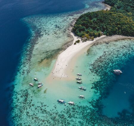 Aerial view of Ditaytayan island in Coron, Palawan, Philippines