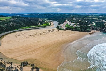 Aerial view of Odeceixe in Portugalの写真素材