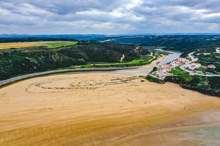 Aerial view of Odeceixe in Portugalの写真素材