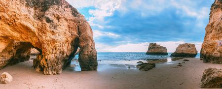 Algarve coast and beaches in Portugalの写真素材