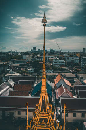 Loha Prasat temple in Bangkok old town in Thailandの写真素材
