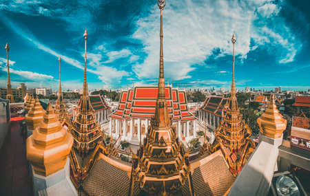 Loha Prasat temple in Bangkok old town in Thailand