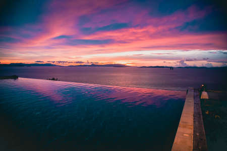 Sunset view in Koh Yao Yai, island in the Andaman Sea between Phuket and Krabi Thailandの写真素材