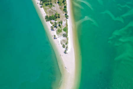 Aerial view of Laem Had Beach in Koh Yao Yai, island in the andaman sea between Phuket and Krabi Thailandの写真素材