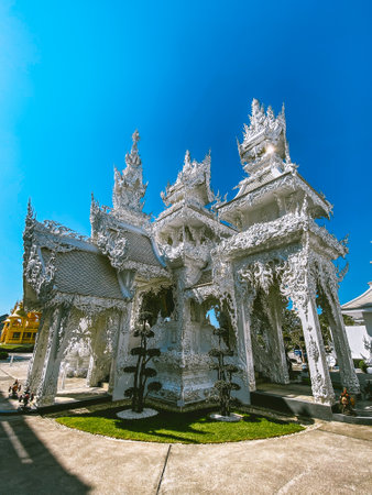 Wat Rong Khun, the White Temple in Chiang Rai, Chiang Mai province, Thailandの写真素材
