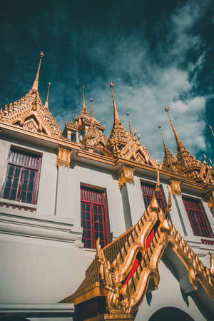Loha Prasat temple in Bangkok old town in Thailandの写真素材