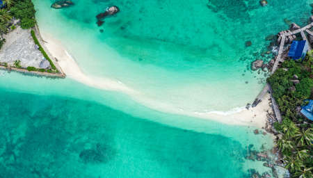 Aerial view of Koh Nang Yuan, in Koh Tao, Thailandの写真素材