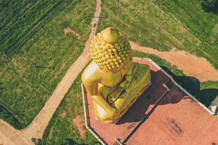 Big Golden buddha statue in chiang Rai, Chiang Mai Province, Thailandの写真素材