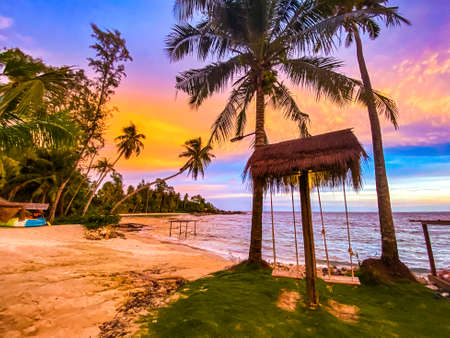 hideout beach sunset in Koh Kood, Trat, Thailandの写真素材