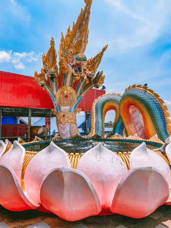 Wat Saman Rattanaram flower petals temple in Chachoengsao, Thailandの写真素材