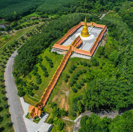 Aerial view of Wat Boonyawad and Wat Boonyawas, in Chon Buri, Thailandの写真素材