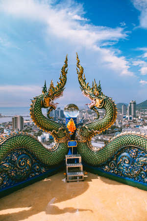 Wat Khao Phra Khru viewpoint in ChonBuri, Thailandの写真素材