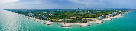 Aerial view of PMY Beach in Rayong, Thailandの写真素材