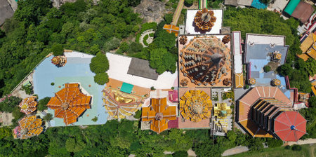 Wat Tham Khao Noi and Wat Tham Sua in Kanchanaburi, Thailandの写真素材