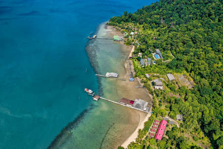 Aerial view of Bang Bao Cliff in koh Chang, Trat, Thailandの写真素材