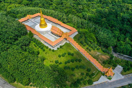 Aerial view of Wat Boonyawad and Wat Boonyawas, in Chon Buri, Thailand
