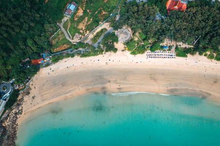 Aerial view of Nai Harn beach in Phuket, Thailandの写真素材