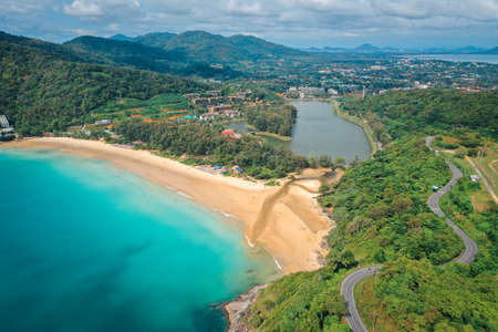 Aerial view of Nai Harn beach in Phuket, Thailandの写真素材
