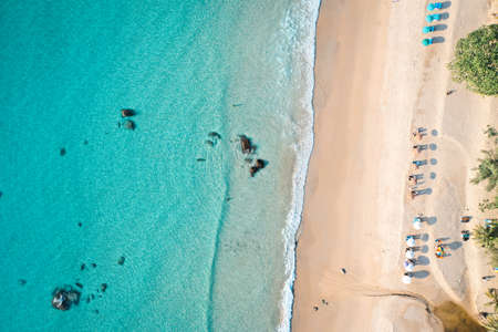 Aerial view of Surin beach in Phuket province in Thailandの写真素材