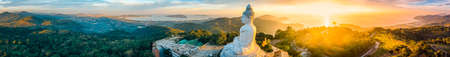 Aerial view of Big Buddha viewpoint at sunset in Phuket province, Thailand