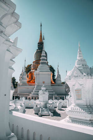 Group of pagoda in Wat-Suan-Dok. famous temple in Chiang Mai, Thailandの写真素材