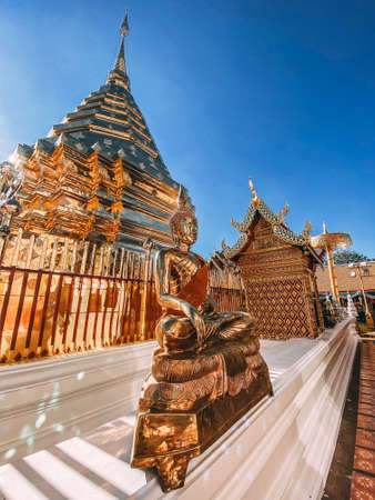 Aerial view of Wat Phra That Doi Suthep temple in Chiang Mai, Thailandの写真素材