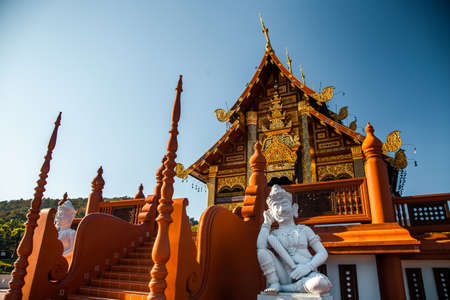 Royal Park Rajapruek, botanical garden and pavilion in Chiang Mai, Thailandの写真素材