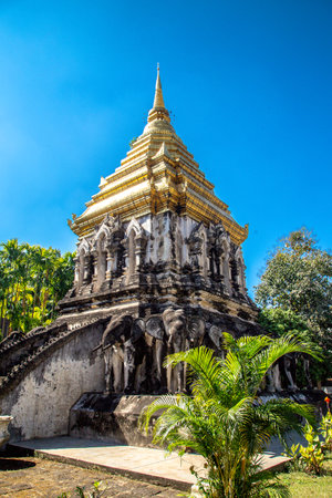 Wat Chiang Man in Chiang Mai Thailandの写真素材
