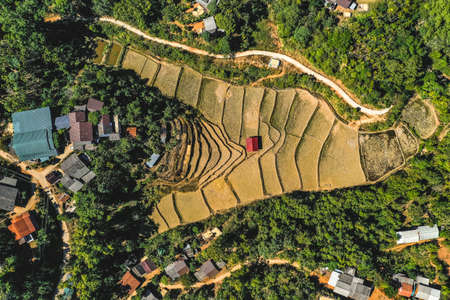 Ban Huai Hom Christendom, village in the jungle and valley in Mae Hong Son, Thailandの写真素材
