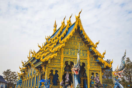 Wat Rong Suea Ten, the Blue Temple, in Chiang Rai, Thailandの写真素材