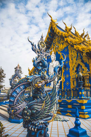 Wat Rong Suea Ten, the Blue Temple, in Chiang Rai, Thailandの写真素材