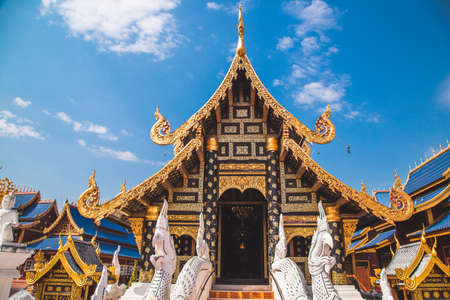 Wat Phiphat Mongkhon blue temple in Sukhothai, Thailand