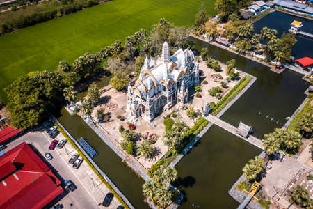 Wat Phai Rong Wua temples, buddhas and sculptures in Suphan Buri, Thailandの写真素材