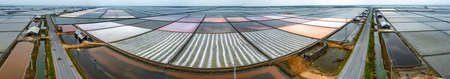 Aerial view of Salt farms in Phetchaburi province, Thailandの写真素材
