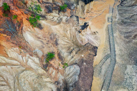 Phae Mueang Phi rock formation or canyon in Phrae province, Thailandの写真素材