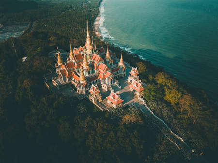 Phra Mahathat Chedi Phakdee Prakat temple in Prachuap Khiri Khan, Thailandの写真素材