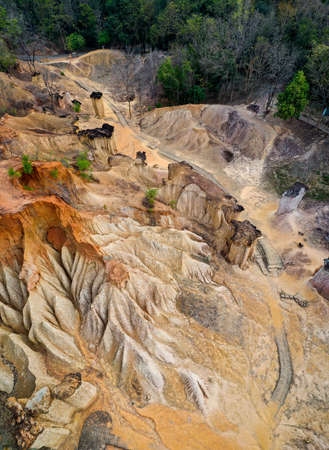 Phae Mueang Phi rock formation or canyon in Phrae province, Thailandの写真素材