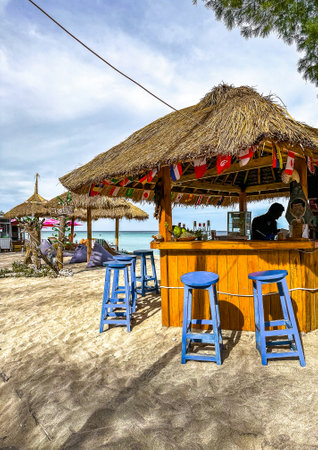 Beach view of Gili Trawangan beach in Lombok, Indonesiaの写真素材